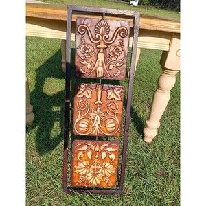 Distressed Metal Wall Art Brown Tan Floral